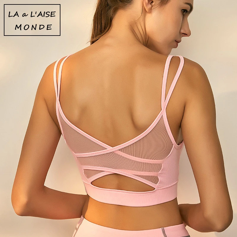 Comprare Lucylizz Mesh Traspirante di Yoga Del Reggiseno di Magliette e camicette Donne di Forma Fisica Antiurto Reggiseno Sportivo di Allenamento Corsa e Jogging Sportivo Biancheria Intima Sexy Sport Reggiseno