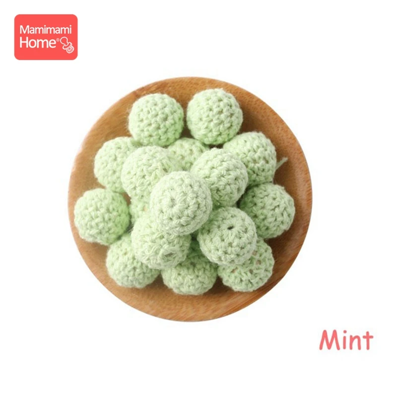 Mint Mamihome 20 шт. 16 мм деревянные бусины для вязания зубов для детей деревянные пустые детские товары для кроватки сенсорная игрушка Diy ожерелье - Цвет: Mint