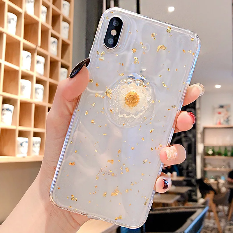 Real Flowers Dried Transparent Soft TPU Cover Case For iPhone X 6 6S 7 8 plus Clear Floral Phone iphone XS Max | Мобильные телефоны