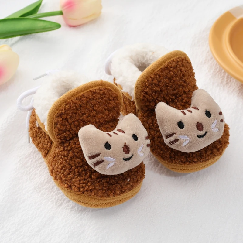 Baywell Infant Boys Girls Fluffy Warm Boots Cute Cartoon House Fuzzy Indoor Bedroom Shoes Toddler Cozy First Walker 0-18M