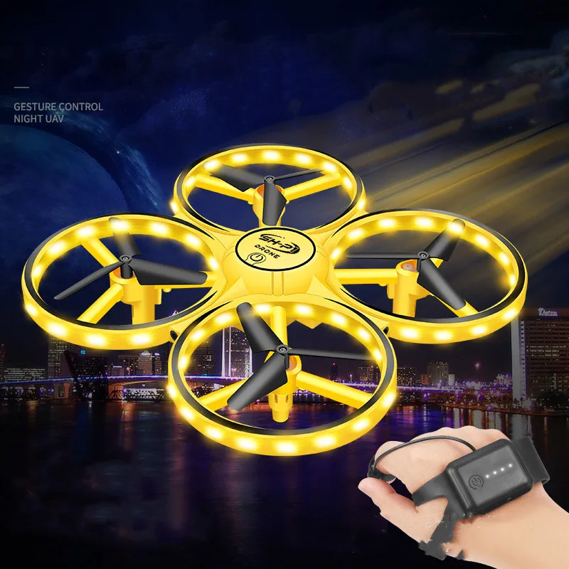 Minidron cuadricóptero teledirigido de inducción con Control remoto, reloj inteligente con sensor de gestos, avión UFO, Control de mano, mantenimiento de altitud, para niños