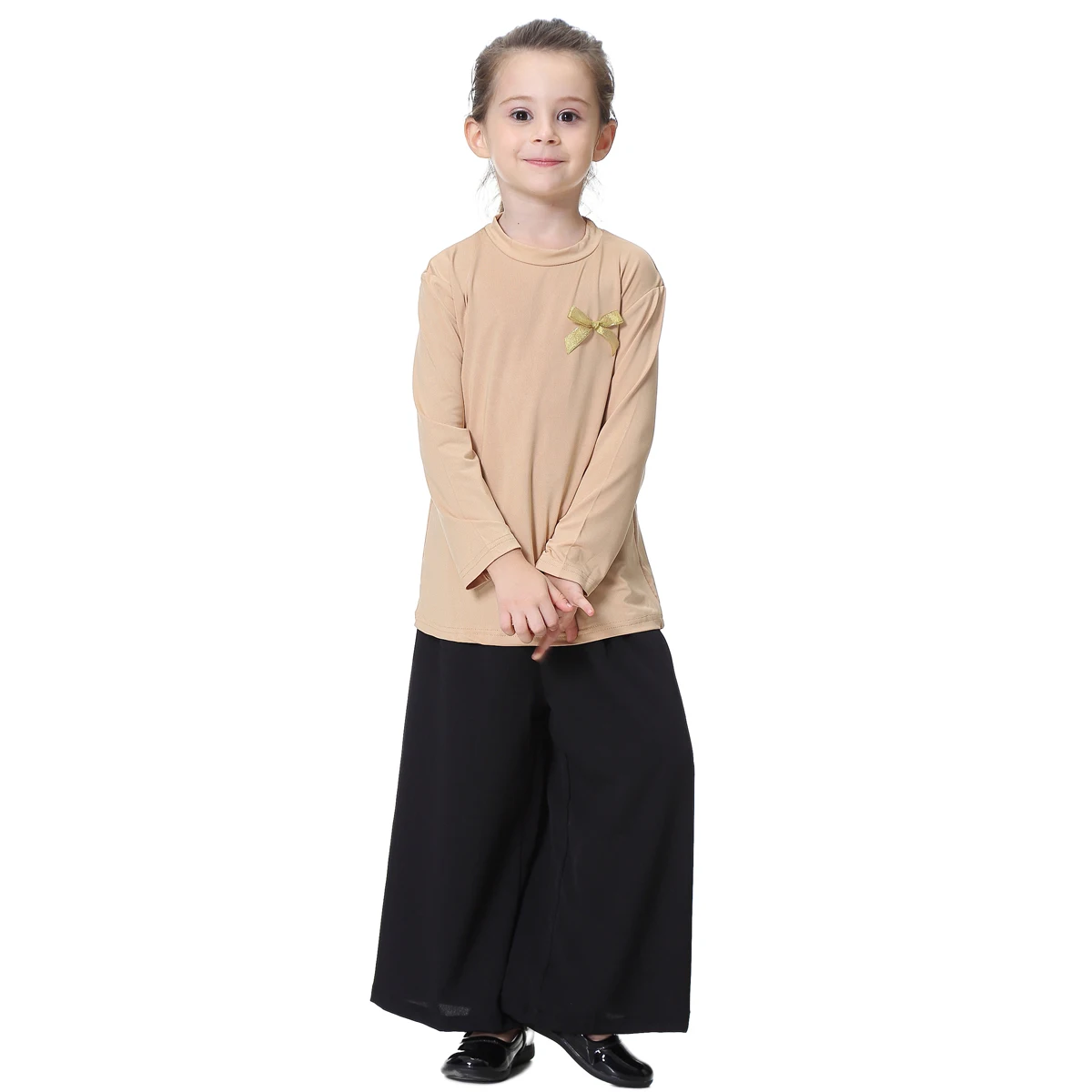 Kids Girls Sreaight Pants Wide Leg Pants Elastic High Waist Loose Trousers Slack
