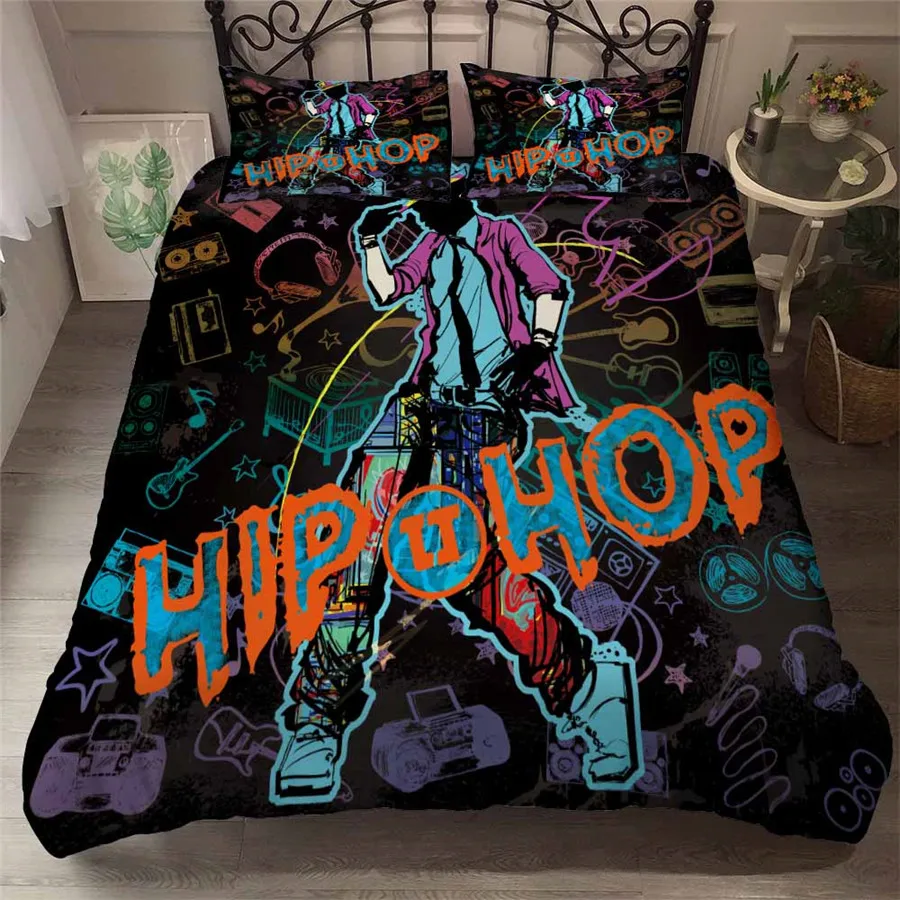 HELENGILI 3D Bedding Set Street Dance Hip Hop Print Duvet Cover Bedcloth with Pillowcase Bed Home Textiles #YC-316 | Дом и сад