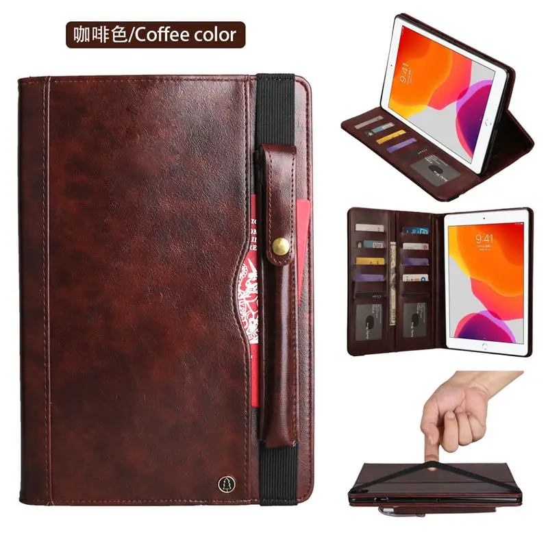 Brown Премиум чехол для iPad 10,2, чехол для Apple iPad 7го поколения, A2200, A2198, A2232, чехол с карандашом, подставка+ подарок - Цвет: Brown