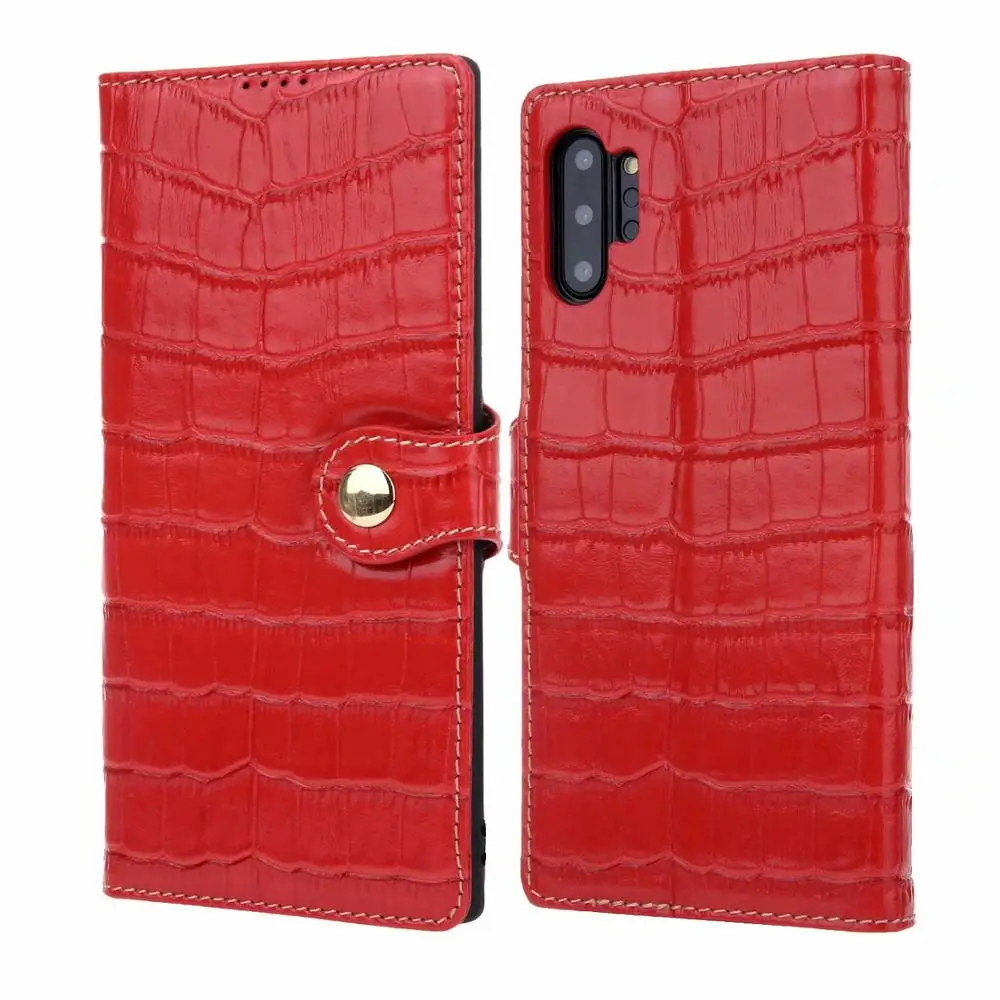 

JCOVRNI Luxury 100% leather crocodile flip wallet holster for Samsung Note10 Note10plus with bracket card slot back cover