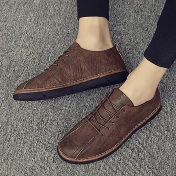 

Formal Dress Man Shoes Office Fashion Footwear Lace-up Handmade Casual Shoes Men Brand Gentleman Flat Oxford Shoes Spring Autumn