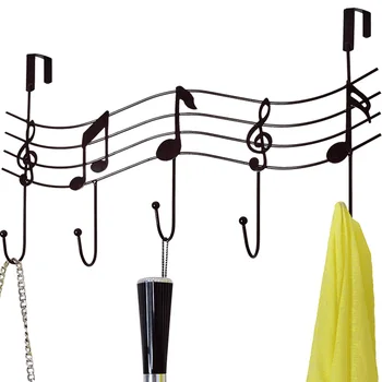 

Over The Door Hanger Rack 5 Hooks Home Office Bathroom Coat Towel Musical Note P7Ding
