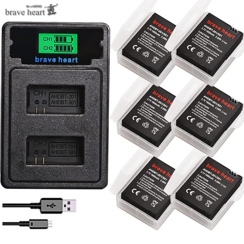 

NEW bateria 1600mAh hero 3 Hero3 Battery + USB LCD Dual Charger for Gopro hero 3 GoPro HERO3+ HERO3 camera accessories