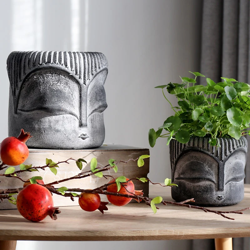 Cement flowerpot Silicone Mold Abstract head creative design Concrete basin Silicone molds Gardening tools