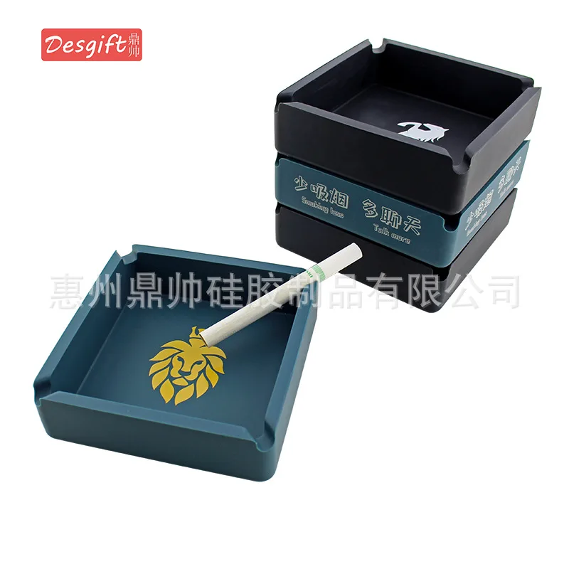 Silica Gel Ashtray Large Size Ashtray Square Ashtray Customizable Logo Advertisement Ash Tray Gift Cool Smoking Set