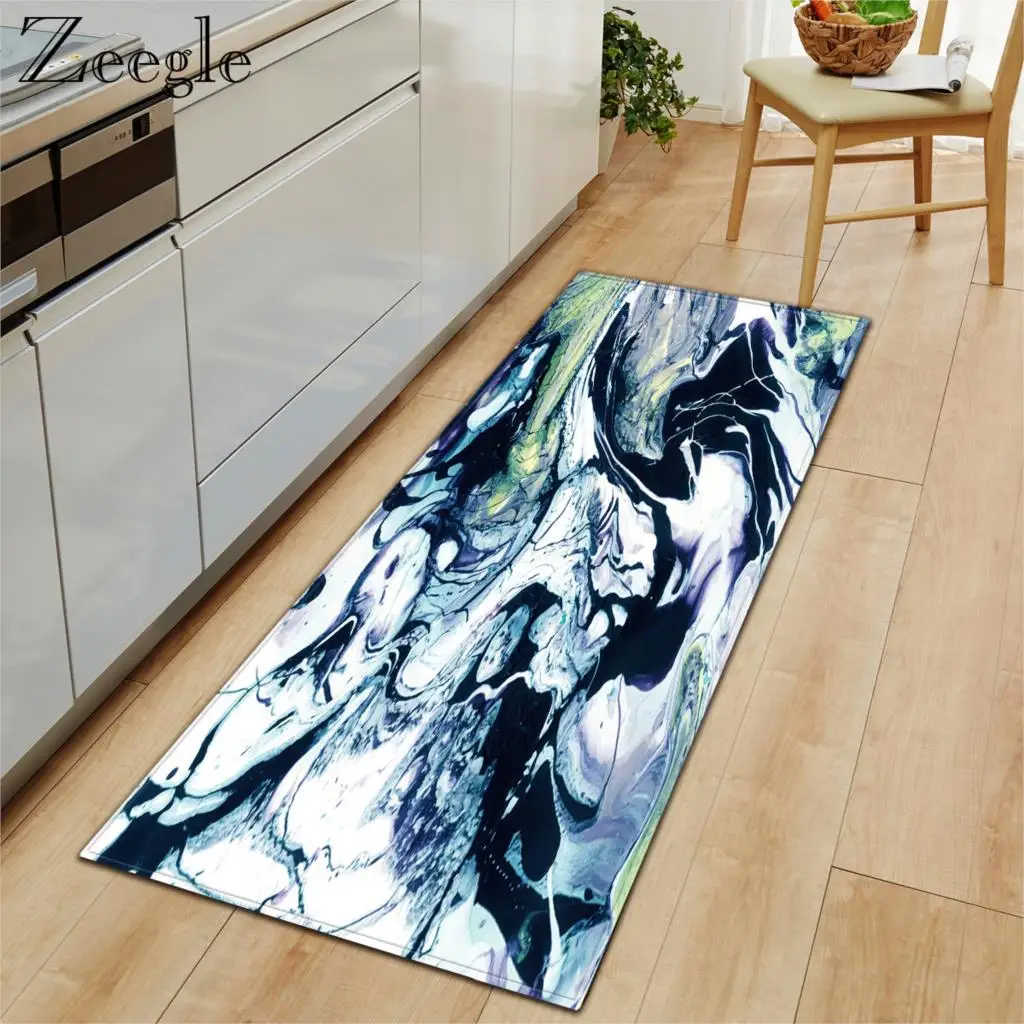Marble Printed Carpet Kitchen Rug Floor Mat Anti-slip Absorbent Living Room Carpet Bathroom Doormat Soft Hallway Rug Foot Mat