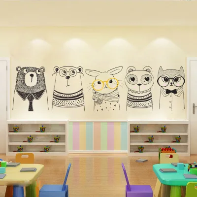 Интересные милые настенные мультипликационные наклейки животных партнер