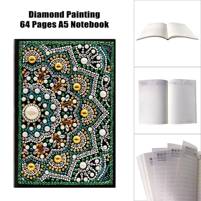 Diy Art Алмазный альбом для рисования дневник Полный Круглый Вышивка мозаикой из стразов A5 64 страницы сова с изображением павлиньей мандалы бабочки