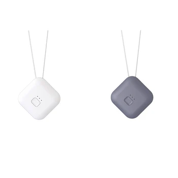 

Air Purifier Necklace/Mini Portable Air Freshner Ionizer/Negative Ion Generator/Low Noise for Adults Kids - White+Gray