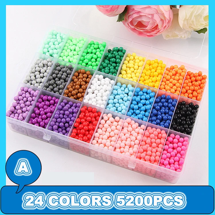 Puzle de 24 cuentas de colores para niños, juego de cuentas de pulverización de agua artesanal, juegos de bolas 3D hechos a mano, juguetes mágicos para niños, 6000 Uds.