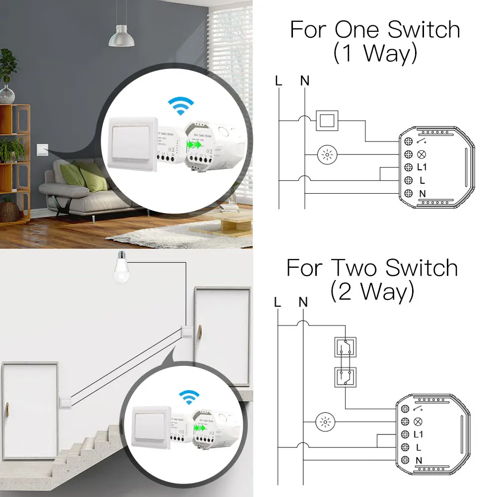 Wifi умный светильник-переключатель Diy выключатель модуль Smart Life/приложение Tuya дистанционное управление, работает с Alexa Echo Google Home 1/2 способ