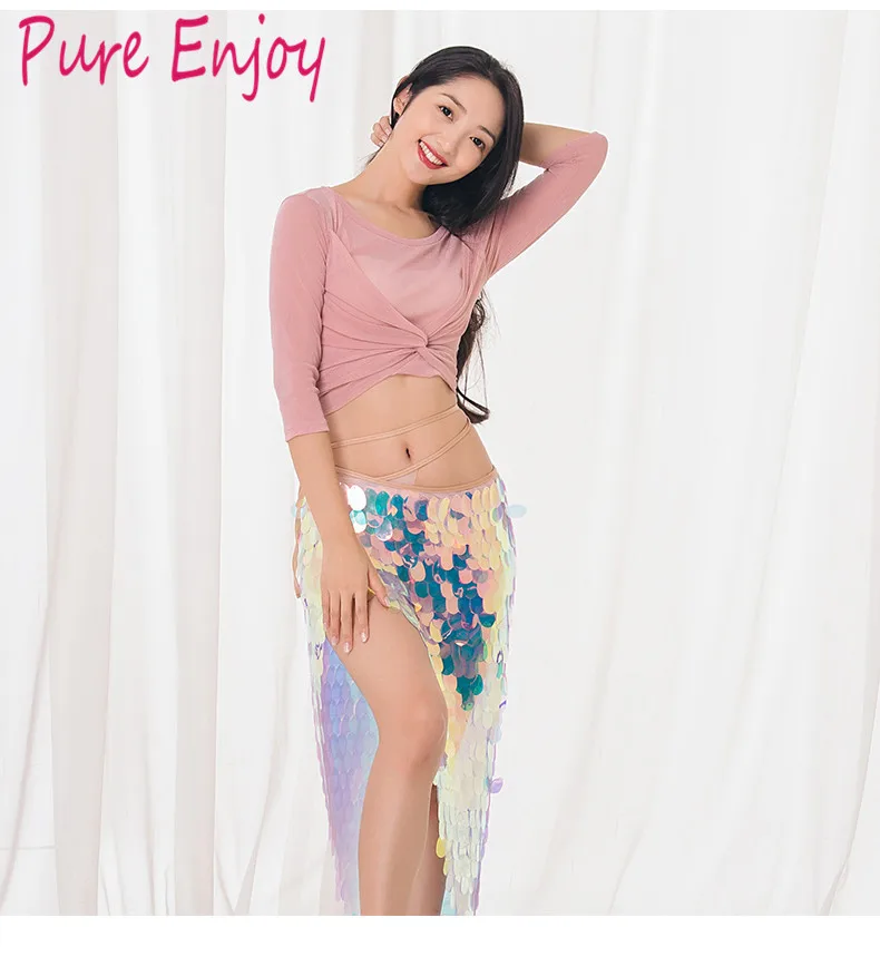 Женский костюм для танца живота Леди танец + модный шарф с поясом блестками