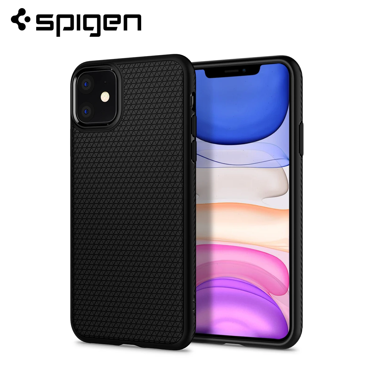 Spigen Liquid Air Case for iPhone 11 - Cross Texture Flexible Soft TPU Anti-Slip Lightweight Matte Black | Мобильные телефоны и