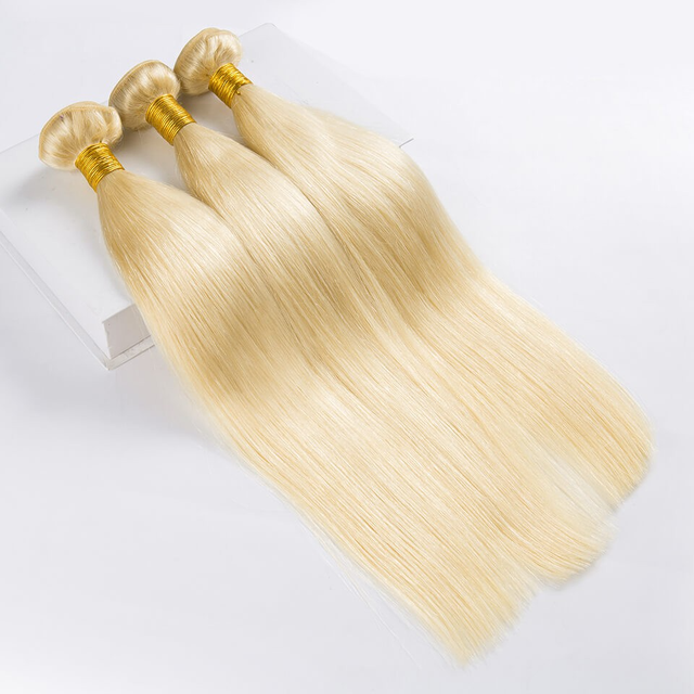 613 Bundle Brazilian Human Hair Bundles Weave 9A Virgin Hair 30 32 38 40 Inch Long Hair Bundles Straight Blonde Bundle