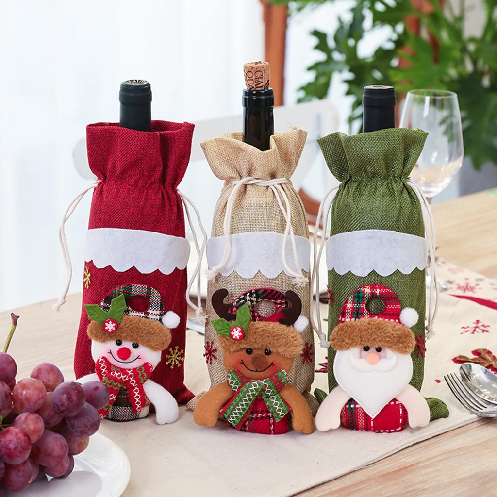 Рождественская бутылка вина Декор набор Санта Клаус Снеговик для бутылки крышка одежды Кухня украшения для нового года Рождественский ужин@ 40