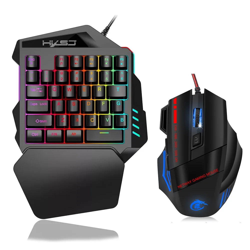 Hxsj One Handed Gaming Keyboard Rgb Gaming Mouse For Pc Teclado Gamer Portable Keypad Klavye And Mouse For Xbox X Ps5 Ps4 Keyboard Mouse Combos Aliexpress