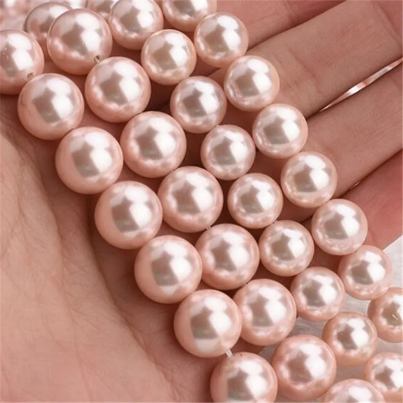 Vibrant Shell Pearl Beads - Red and Pink Round Collection for Jewelry Crafting (4-12mm, 15 Strand)