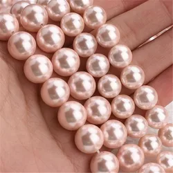 Vibrant Shell Pearl Beads - Red and Pink Round Collection for Jewelry Crafting (4 - 12mm, 15 Strand) (Pink)