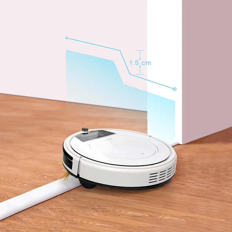 Fmart E-R550W(S) Робот Пылесос Управление Смартфоном с Голосовым Управлением 1200pa Большое Всасывание для Волосы Влажная Уборка для Деревянного Пола Автоматическая Заряда Пылесос для Дома