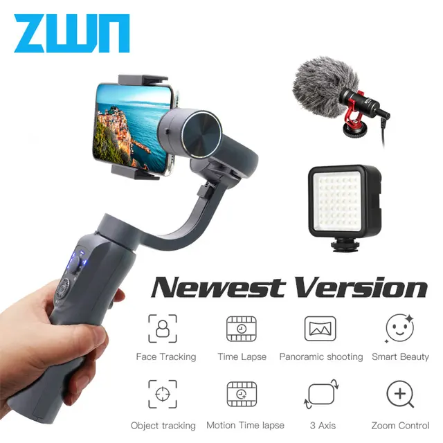 US $116.30 ZWN S5B Upgraded Version 3Axis Handheld Gimbal Stabilizer wFocus Pull  Zoom for iPhone Xs Xr X 8