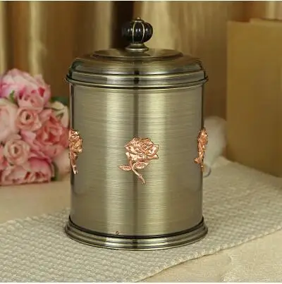 bronze color Роскошный Настольный металлический контейнеры для мусора Корзина держатель мусорного мешка автомобильный мусоросборник для украшения дома LJT041 - Цвет: bronze color