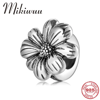 

2019 New 925 Sterling Silver Galsang flower Spacer Silicone Beads Charm fit Original Pandora Bracelets for Women Jewelry Making