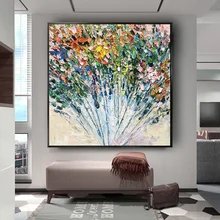 

100%Hand Painted Flower Oil Painting modern Canvas wall art red Rose flower mural Salon wall painting For home Living Room Decor