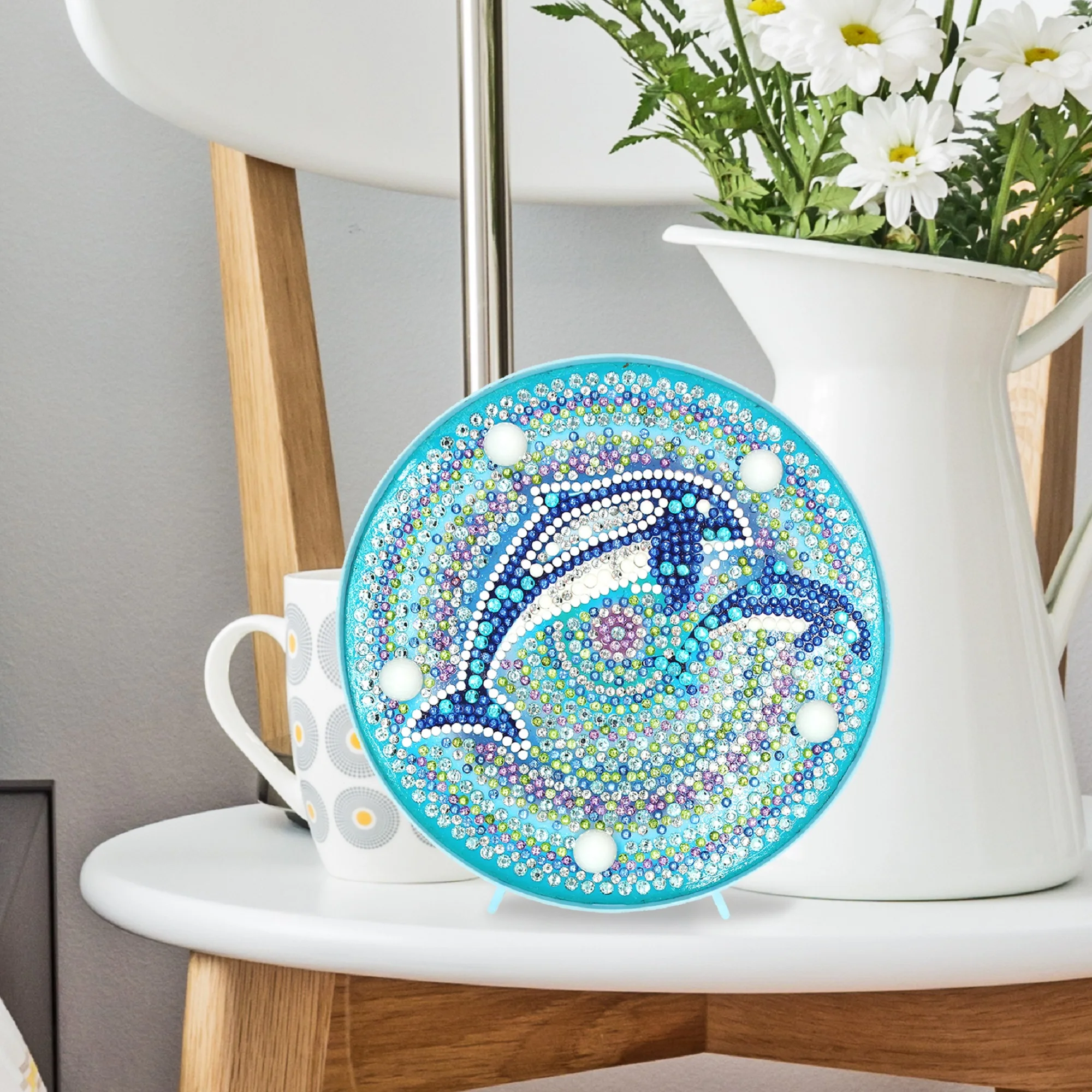 Small Size Diy Diamond Painting Dolphin Animal Led Lamp Rhinestone Beads With Light Frame Tool Full Drill ZXD038 | Дом и сад