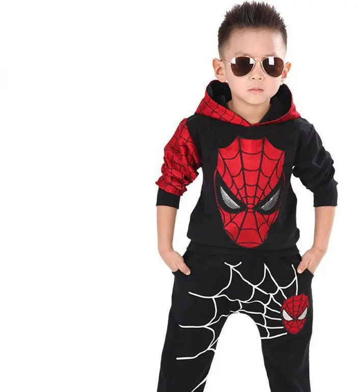 Толстовки с суперменом детская одежда Человека-паука костюм Человека-паука комплект с толстовкой с героями мультфильмов Marvel Рождественская одежда
