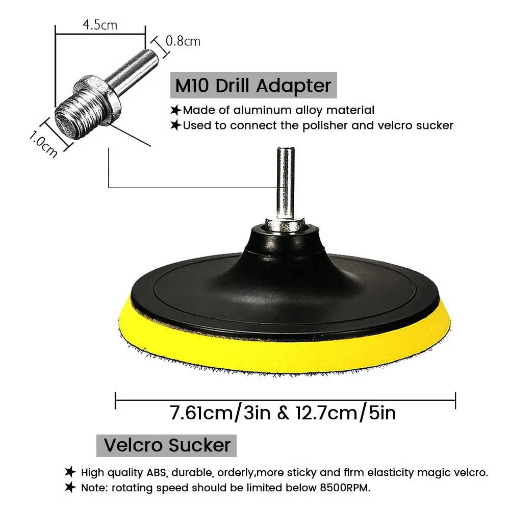 Car Polishing Sponge Pads Kit Buffing Waxing Drill Attachment