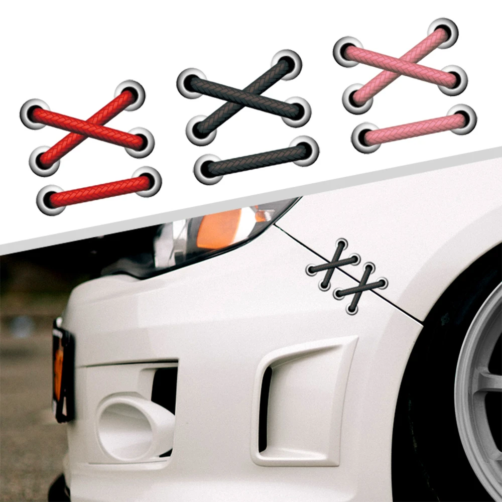 車のバンパー用の靴ひもステッカー 2個 クリエイティブな車体ステッカー トランクステッカー 楽しい装飾 車のアクセサリー Aliexpress Automobiles Motorcycles