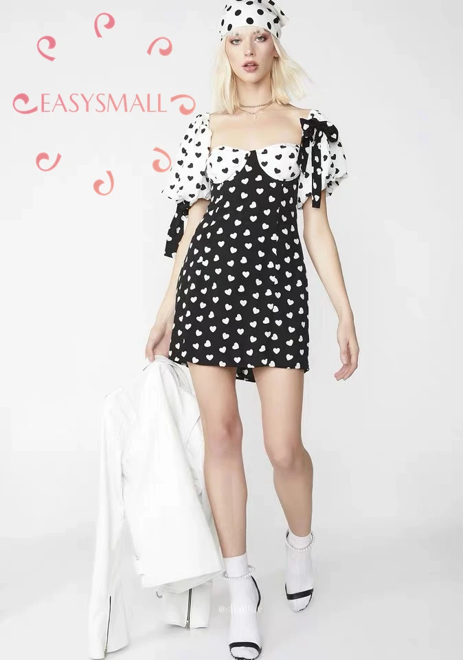 EASYSMALL Women dress Fashion Sexy Little love dress Sundress Summer exclusive high-end Slim tight Casual High waist