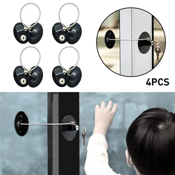 

4PCS /Set Children Safety Refrigerator Door Lock with 2 Keys Infant Kids Security Window Lock Cabinet Lock Fridge Freezer Locks