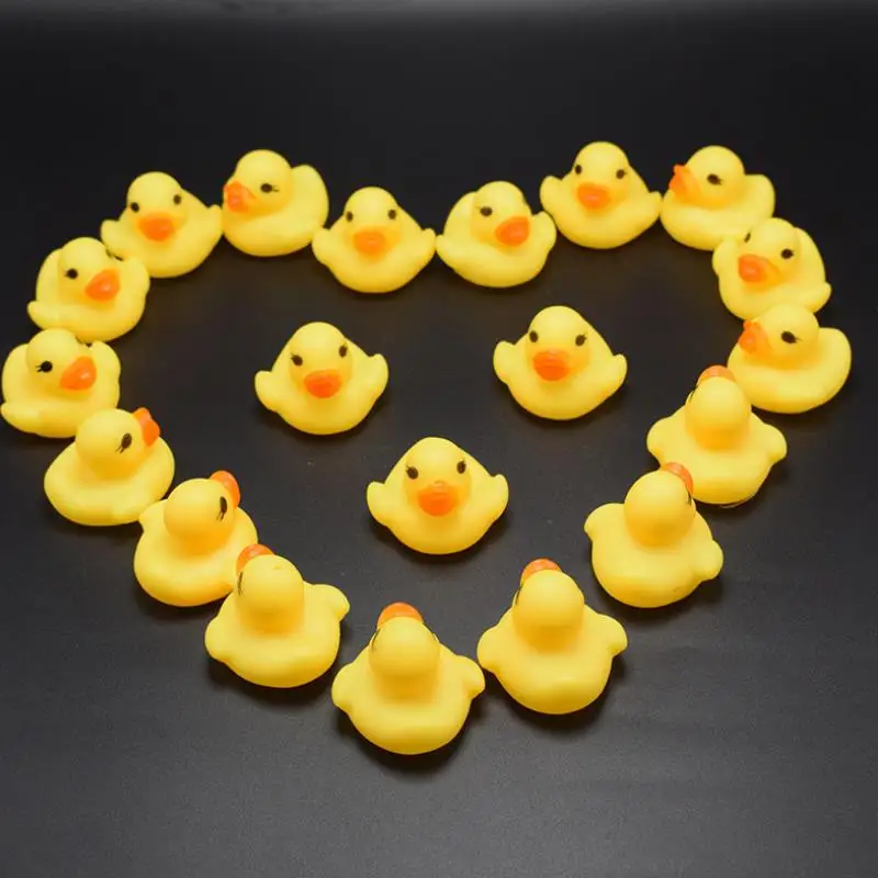 Mini pato de bebé amarillo, juguetes de baño para apretar música, patitos para bebés, adornos de mesa de pato amarillo, 10 Uds.