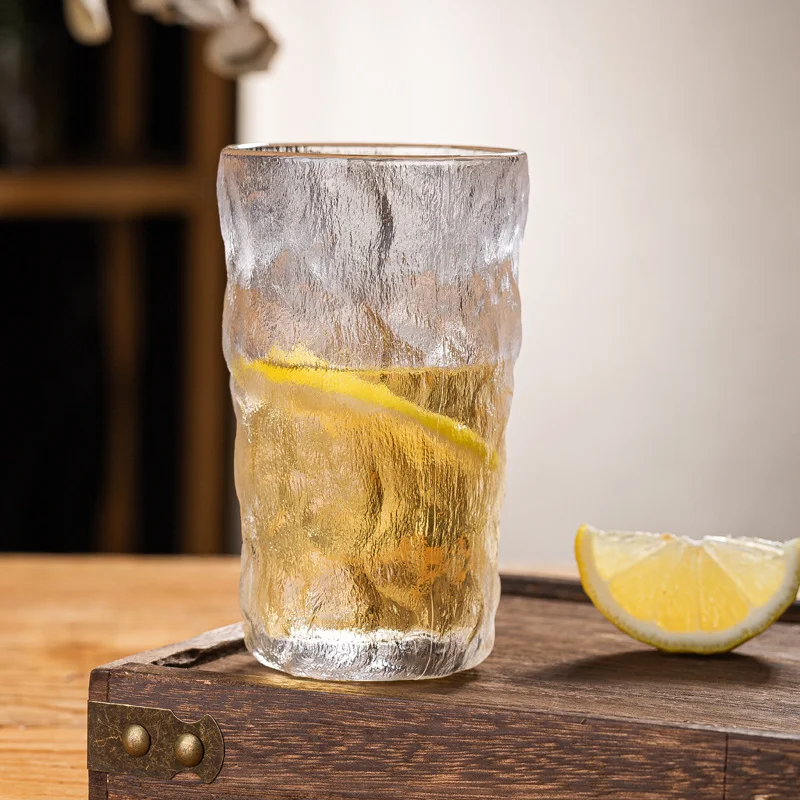 

Ice Pattern Glass Beer Glass Ice Pattern Glass Glacier Hammered Glass Creative Water Glass Thick Bottom Whiskey House Glass Gift