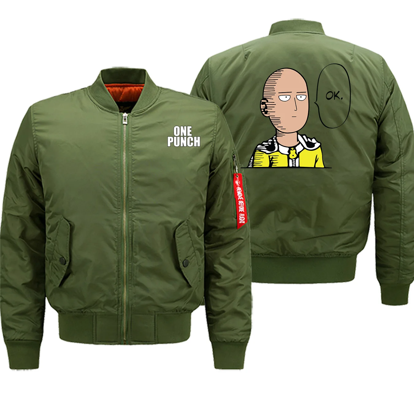 ONE PUNCH уличные куртки для мужчин военный стиль мужская верхняя одежда бомбер зеленый мужской повседневное пальто на молнии уличная одежда Высокое качество топы