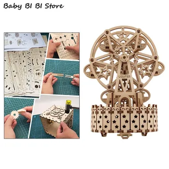 

3D Wooden Puzzle Kit Model Kits for Adults Birthday Gift Pendulum music Box