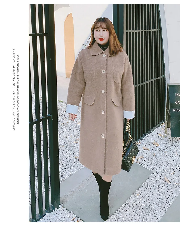 Длинное шерстяное пальто размера плюс, элегантная женская куртка cappotto donna, пальто женское, DZA032