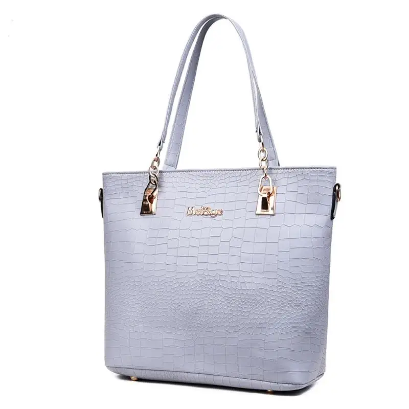 Female Fashion Retro 6pcs/set Solid Color Crack Shoulder Handbags Clutch Lady PU Leather Casual Messenger Bags Women Card Bags