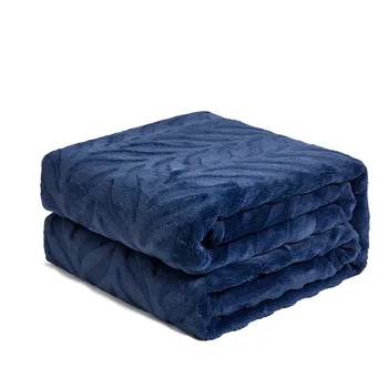 

Navy Blue Fleece Throw Blanket on Bed Couch Soft Flannel Blanket Autumn Winter Warm White Bedspread Air Conditioner Blanket