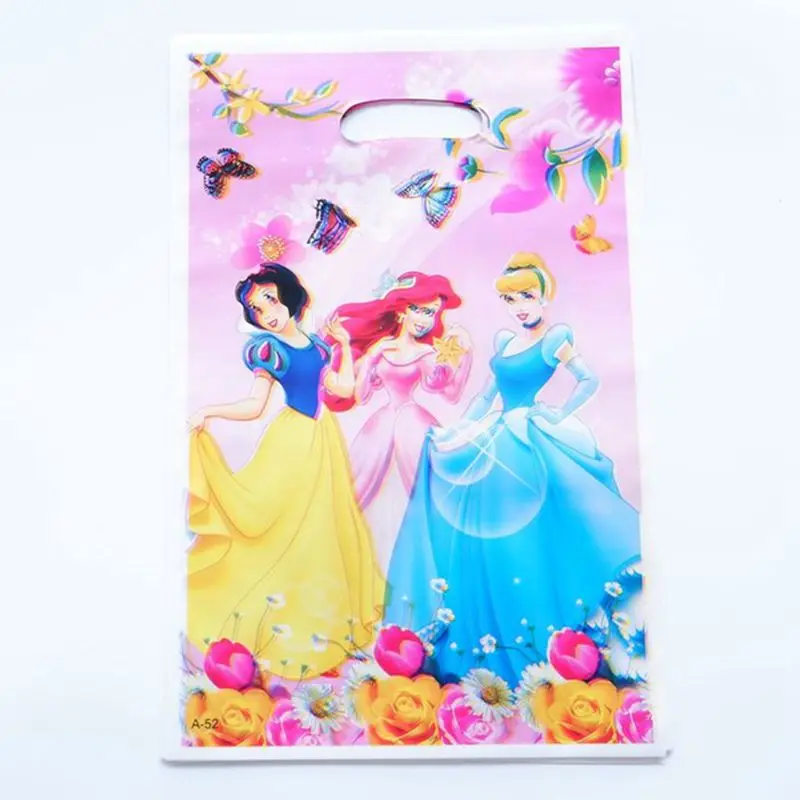 Princess 10 шт./лот Микки и Минни Маус тема вечерние Подарочный пакет вечерние украшения Пластик конфетная сумка там мешок с подарками для детей на день рождения, фестиваль, расходные материалы - Цвет: Princess