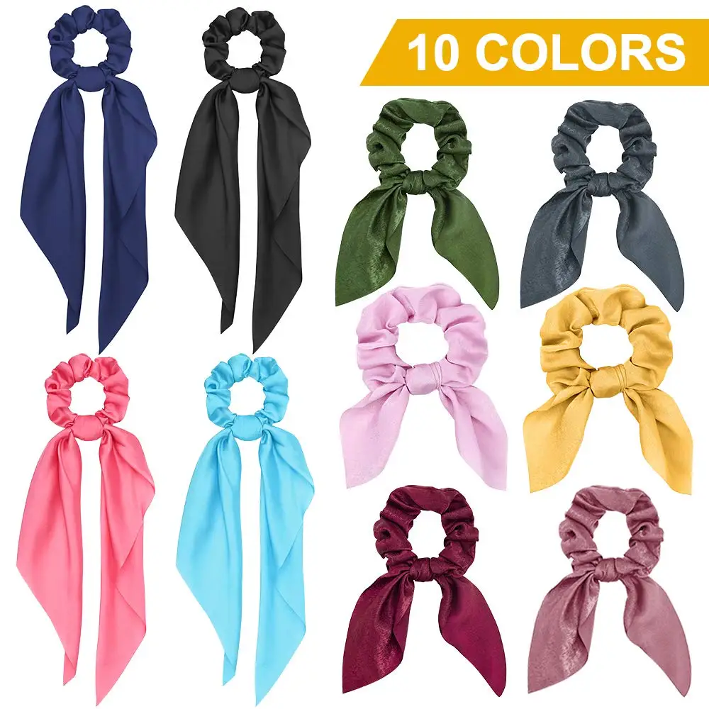 

YBLNTEK Bow Streamers Hair Ring Girl Elastic Hair Bands Scrunchies Horsetail Tie Solid Headwear Ribbon Hairband Hair Accessories