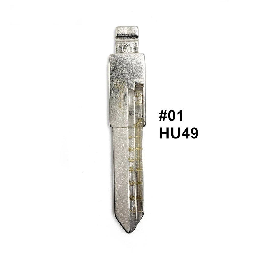 5PCS HU49 #01 Engraved Line Car Key Blade Scale Shearing Teeth Cutting Key Blank Clipper Key Blade For VW Jetta Santana