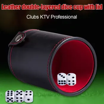 

Gambling Game Supplies Bar Party Professional Shaker Casino Storage Compartment Dice Cup Mute Clubs KTV Lined PU Leather