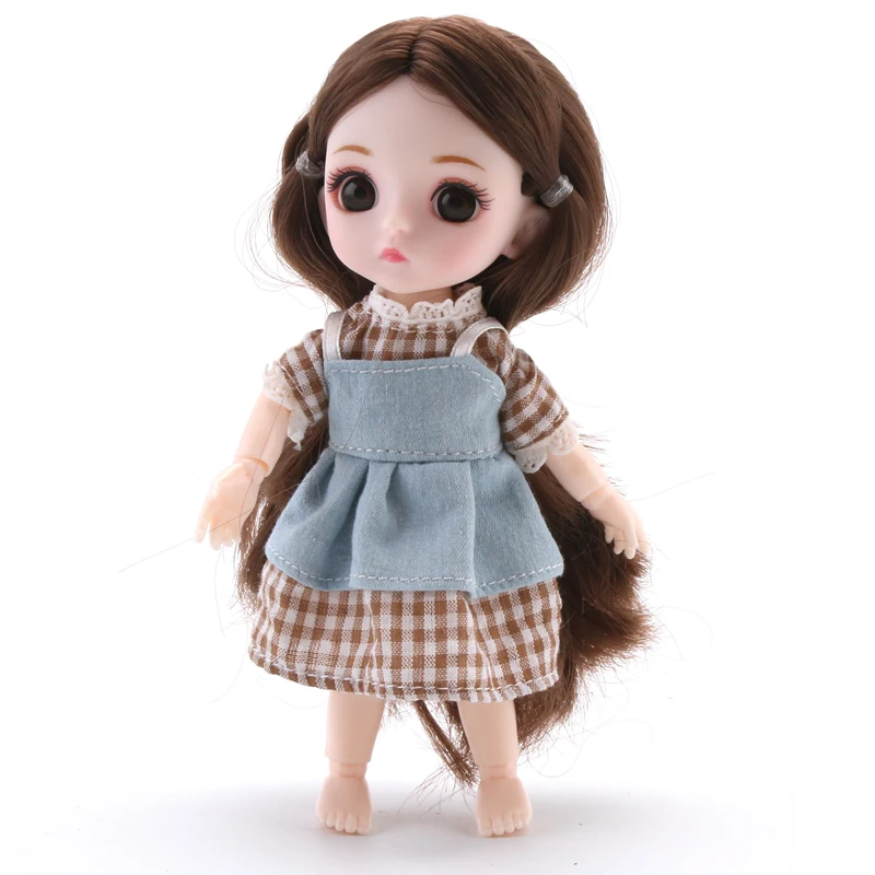 Новинка 16 см BJD кукла с париком 3D глаза одежда наряд обувь парик волосы макияж подвижные суставы кукла для девочек подарок